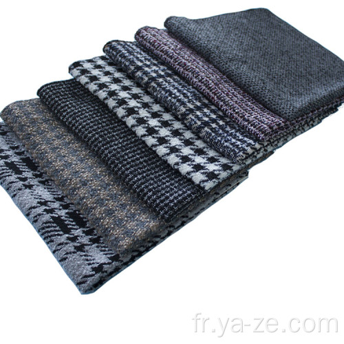 tissu en laine Plaid tweed noir blanc pour manteau